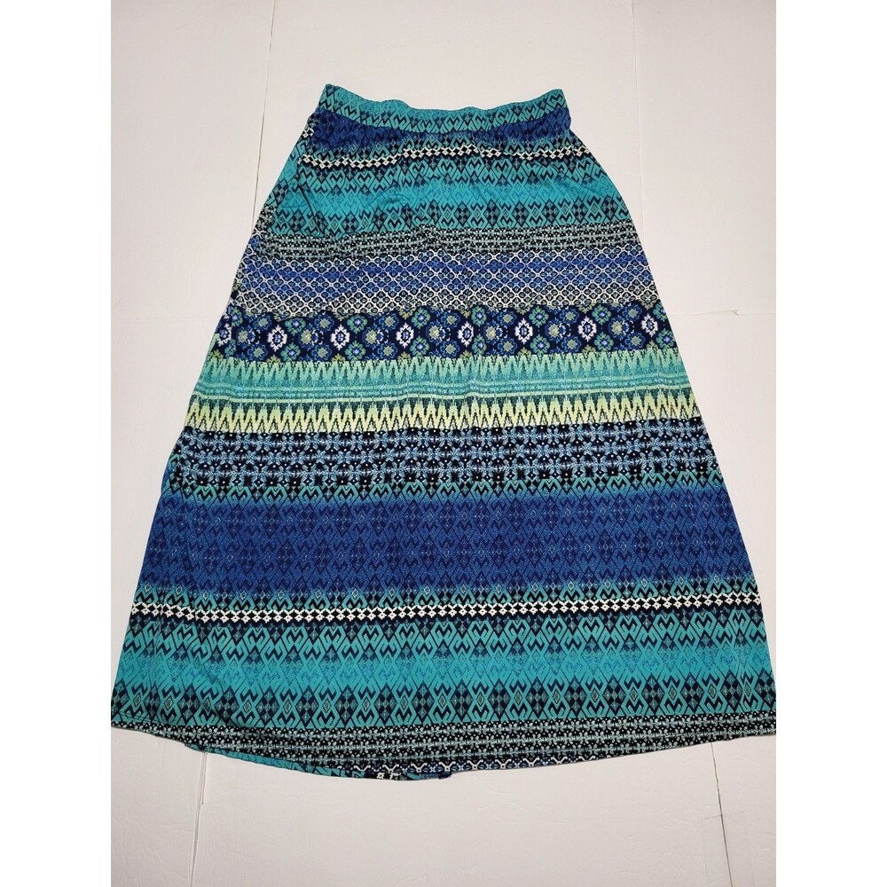 Kim Rogers Womens Skirt Blue Maxi Long Elastic Waist Polyester Blend Medium